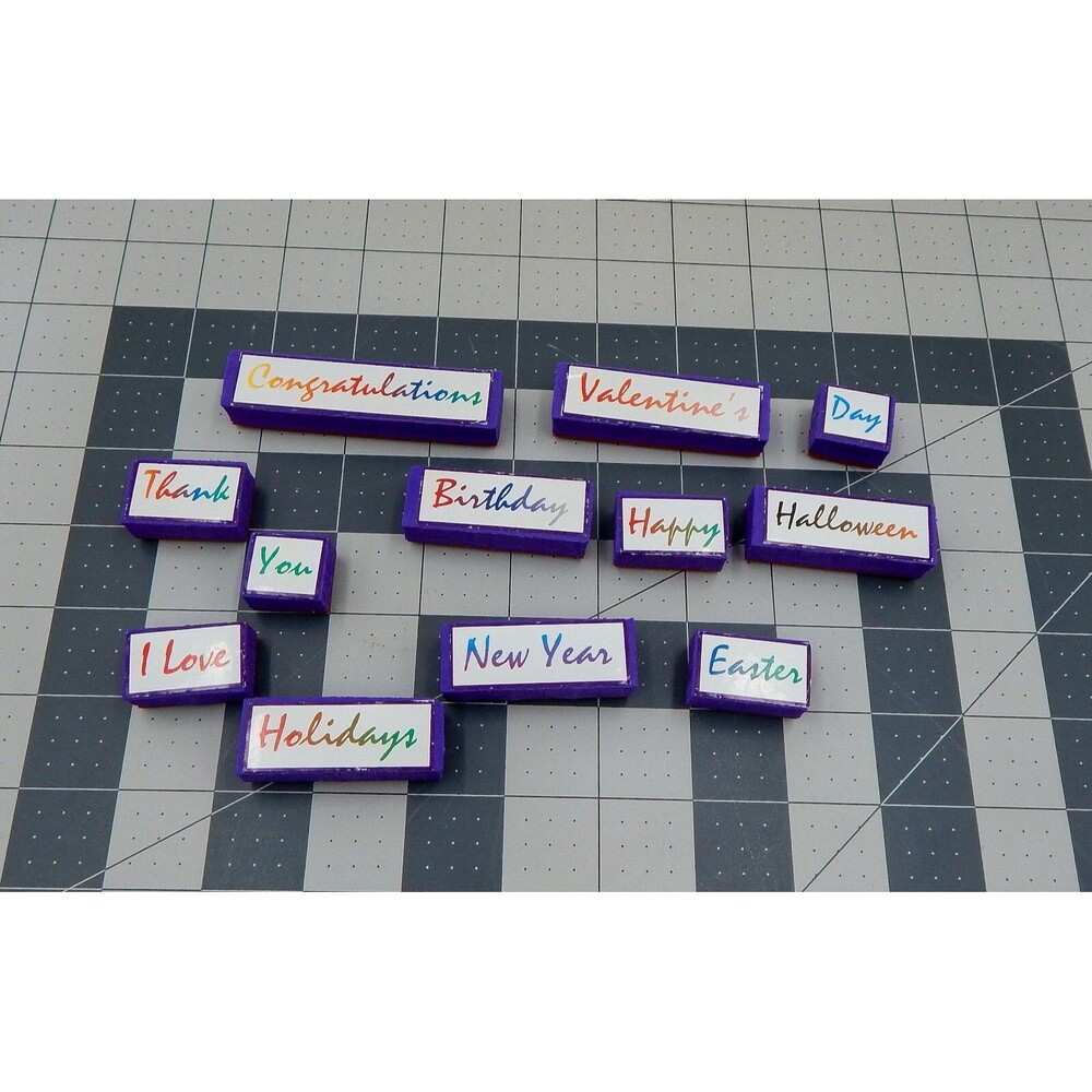 Foam Mounted Rubber Stamp Lot Holiday Celebratory Greetings Set of 12 Halloween
